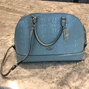 Coach light blue patent leather purse